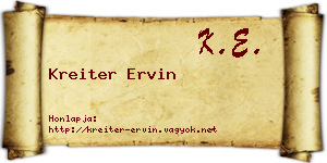 Kreiter Ervin névjegykártya